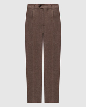 Brunello Cucinelli Коричневі штани з льону та вовни MZ408L00H
