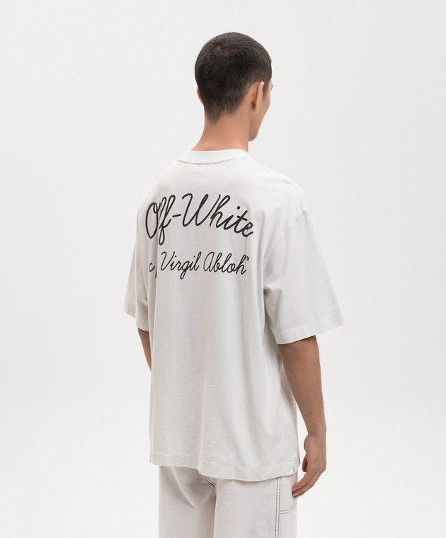 Off-White Зелена футболка з контрастним принтом логотипа 44MAA120S26J01D зображення 4