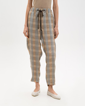 UMA WANG Бежевые брюки в клетку UM3510