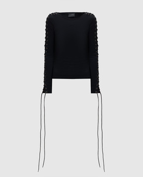 Balenciaga Чорний лонгслів зі шнурівкою 850247TQVE1