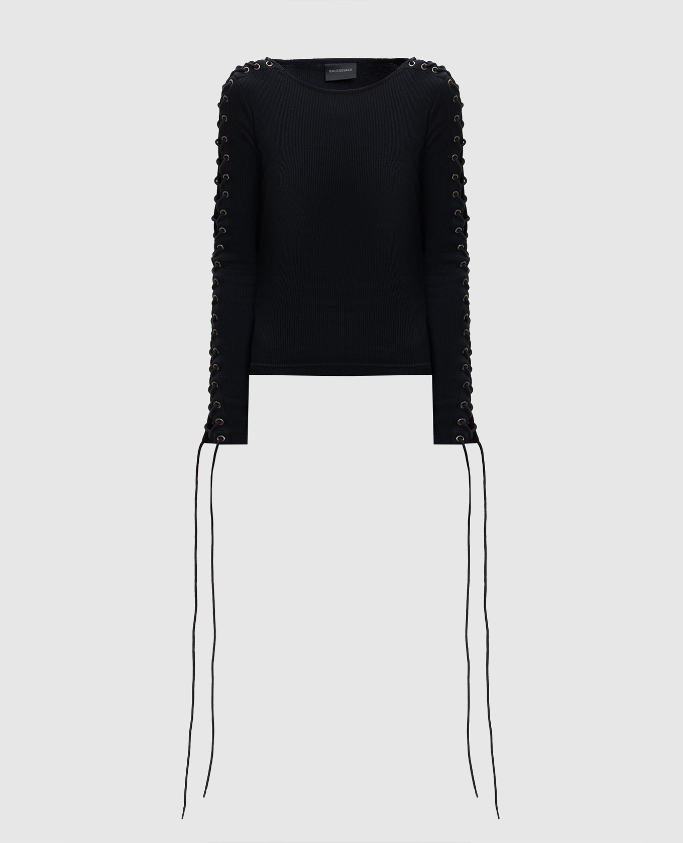 

Черный лонгслив со шнуровкой, Лонгсливы