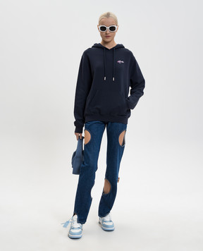 Off-White Синие худи с принтом Driper Watercol Arrow 2BB064S26FLE003