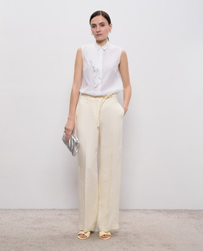 Peserico Белый топ с шелком с воланом A0811608372