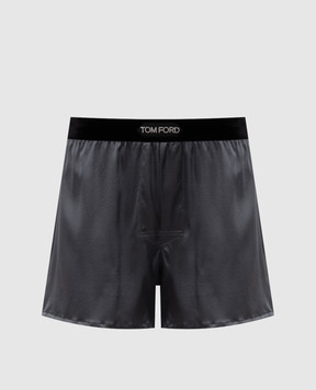 Tom Ford Сірі боксери із шовку з логотипом T4LE41010