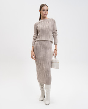 Max Mara Бежевий светр Eliane з вовни та кашеміру у візерунок ELIANE