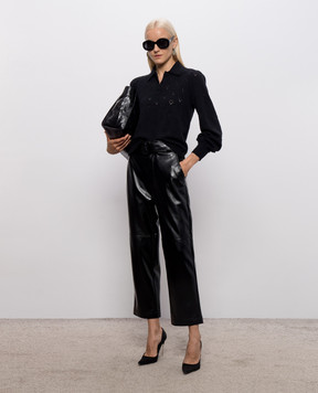 Twinset Черное поло с кашемиром с ажурным узором 262TP3022