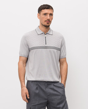 Stefano Ricci Сіре поло з шовком з блискавкою K818117P31F26283