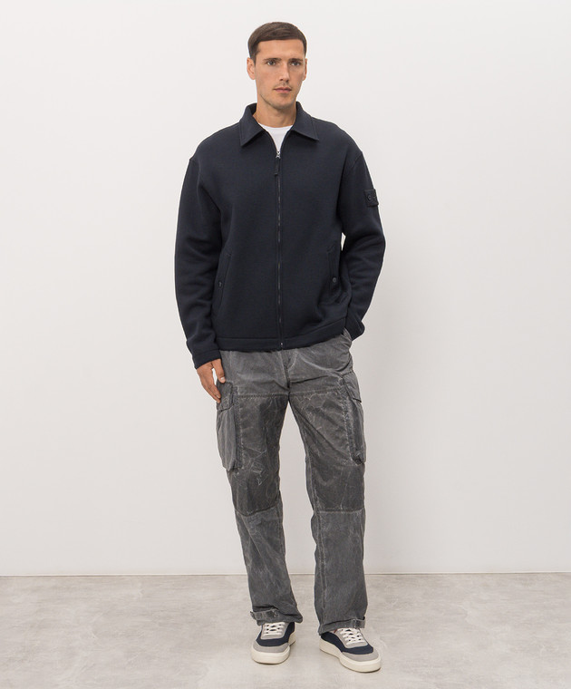 Stone Island Синій кардиган з вовною L2S156100014S0F15 зображення 2