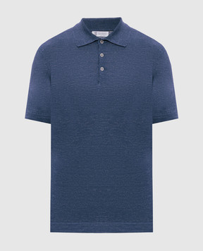 Brunello Cucinelli Синее поло с льном M2L00315