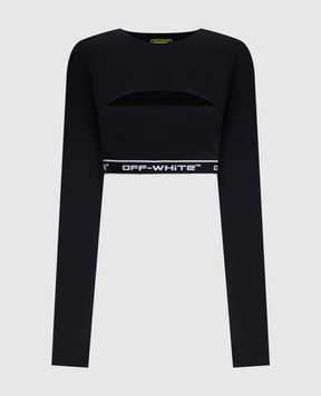 Off-White Чорний укорочений топ з логотипом OWVB04CF25JER001