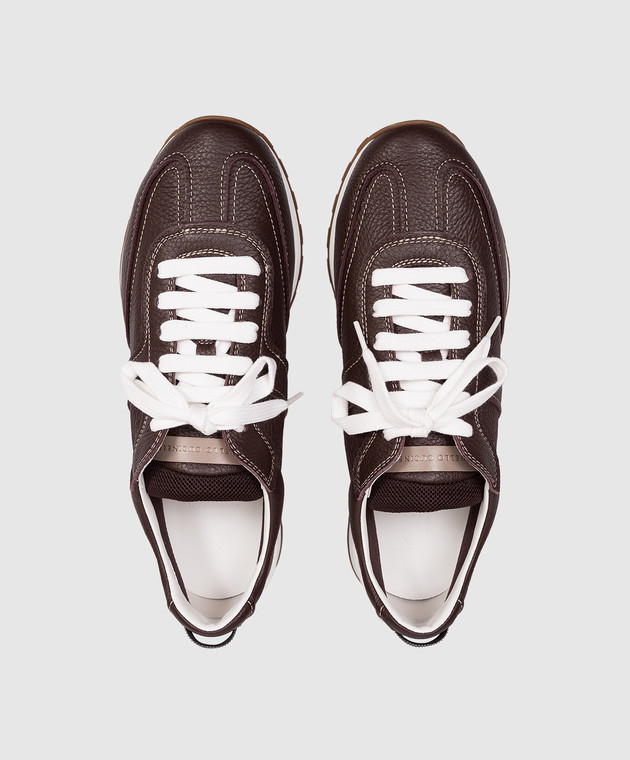 Brunello Cucinelli Бордовые кожаные кроссовки с цепочкой мониль MZDKG3324P изображение 4