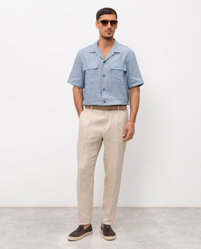 Peserico Блакитна сорочка з льону R5604702607