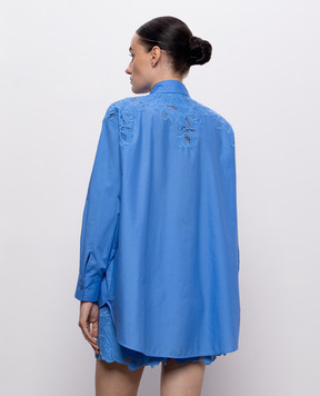 Ermanno Scervino Life Голубая рубашка с вышивкой D484K301KDK