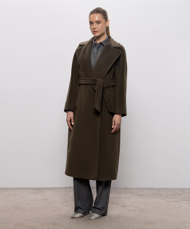 Max Mara Weekend Пальто TEMPERA на запах кольору хакі з вовною альпаки WKDTEMPERA зображення 3
