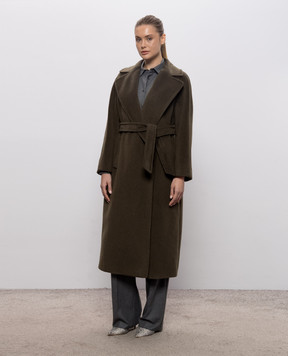 Max Mara Weekend Пальто TEMPERA на запах цвета хаки с шерстью альпаки WKDTEMPERA