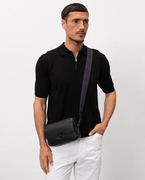 Canali Чорна шкіряна сумка з тисненням логотипа NA00226P326130