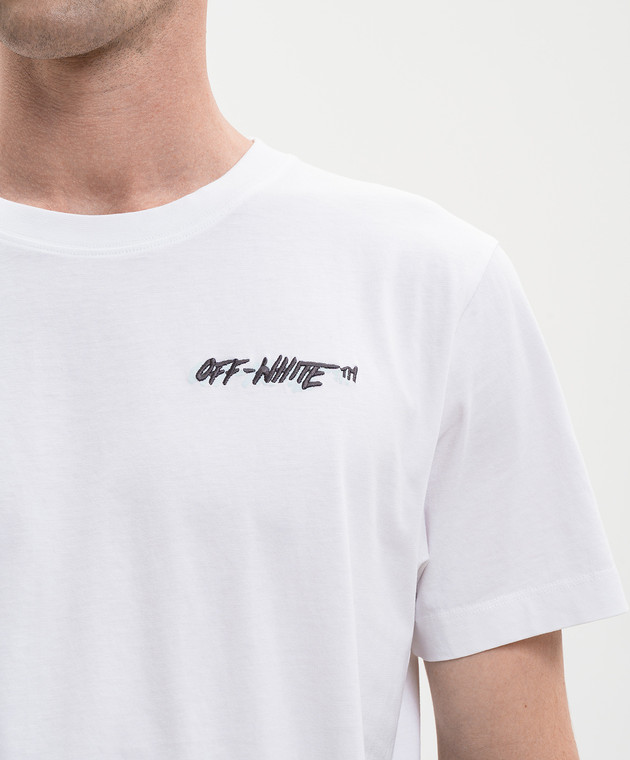 Off-White Белая футболка с вышивкой логотипа 44MAA027S26J009 изображение 5