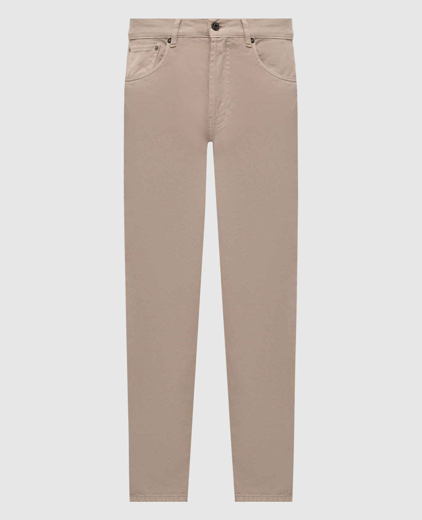 

Бежевые джинсы с патчем логотипа, Бежевый, Зауженные джинсы