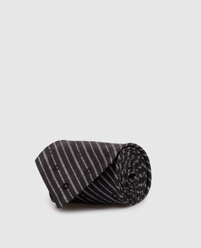 Stefano Ricci Чорна краватка із шовку в смужку CCX56004C