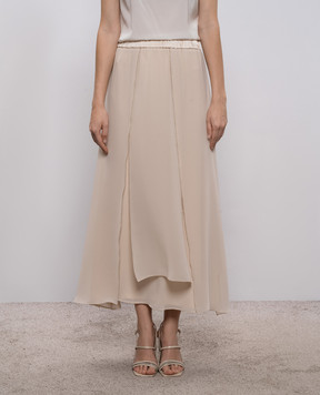 Peserico Бежева спідниця міді із шовку A050827309E