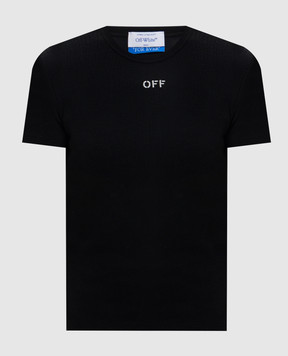 Off-White Черная футболка с вышивкой логотипа 2AA065C99JER005