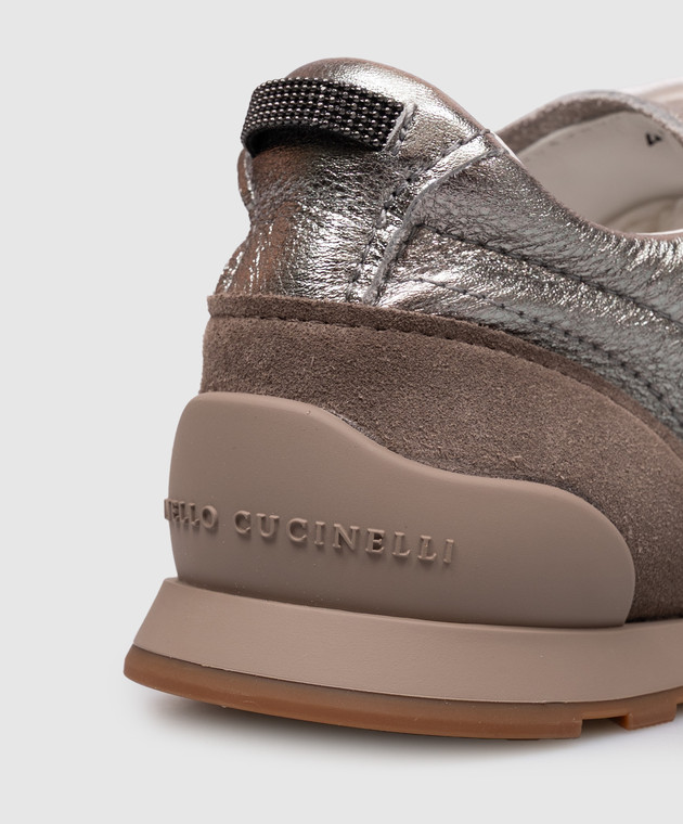 Brunello Cucinelli шкіряні кросівки з ланцюжком моніль MZFAG3325P зображення 5