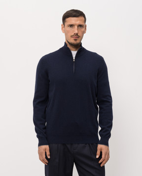 Brunello Cucinelli Синий джемпер из кашемира с молнией M2200124