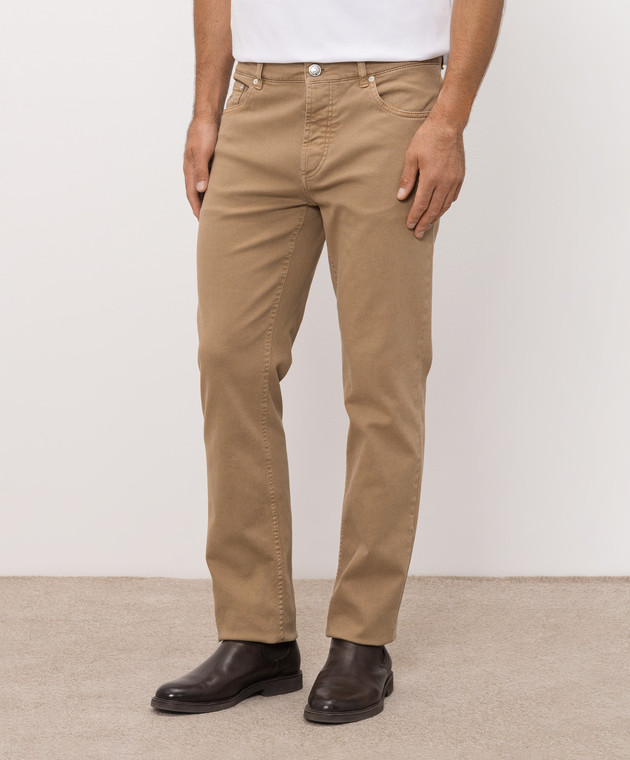 Brunello Cucinelli Коричневые джинсы с вышивкой эмблемы M277PB3210 изображение 3