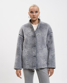 Babe Pay Pls Сіра укорочена дублянка з окантуванням 2543PERU