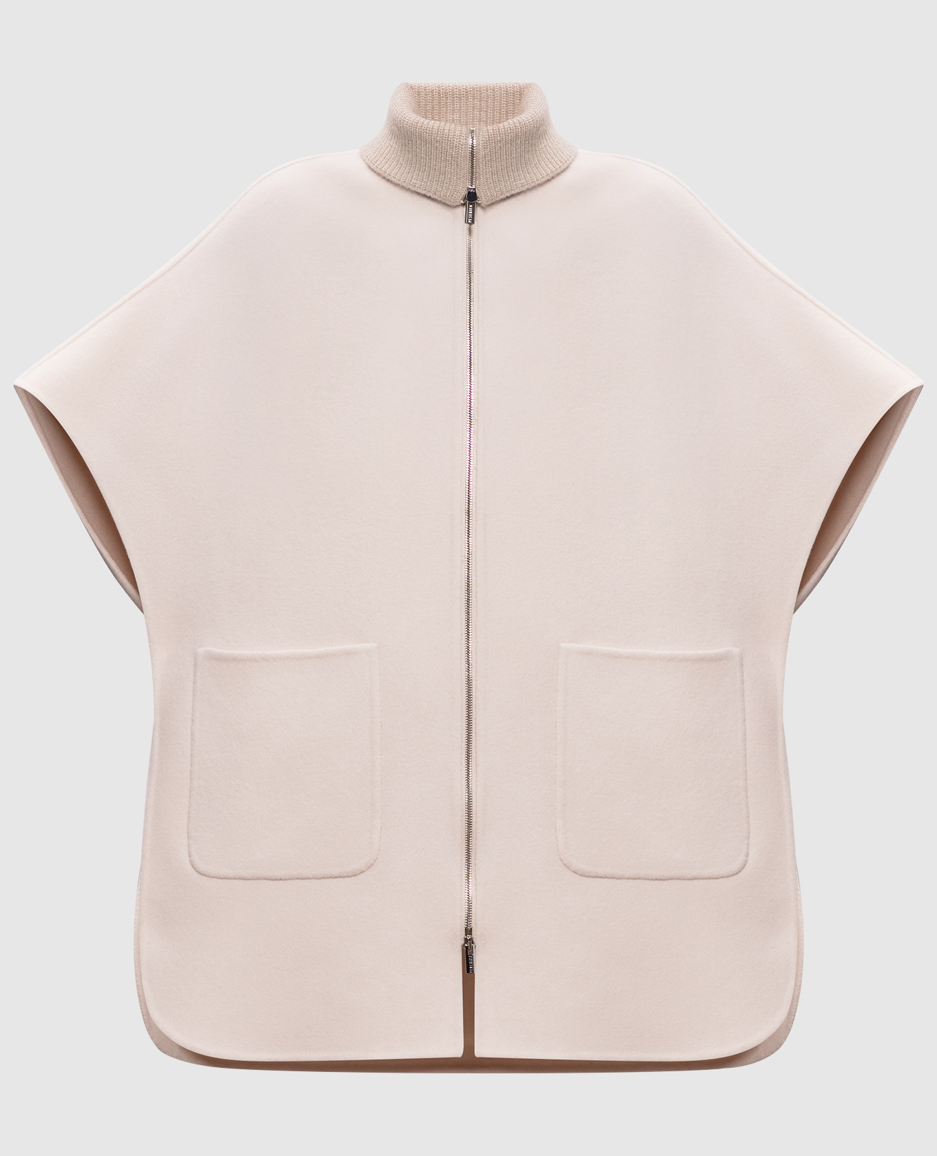 Бежевый кейп из шерсти и кашемира с люрексом