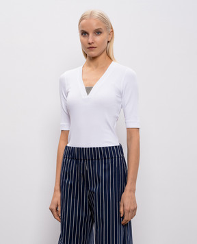 Brunello Cucinelli Біла футболка з ланцюжком моніль M0TC8EL692