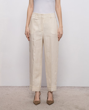 Peserico Штани кольору айворі з льону P0413502606