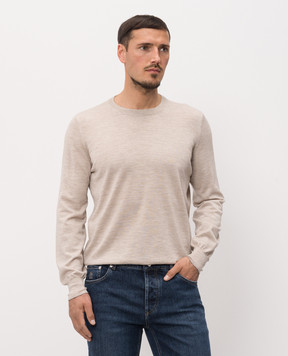Brunello Cucinelli Джемпер бежевый из шерсти и кашемира M2400100