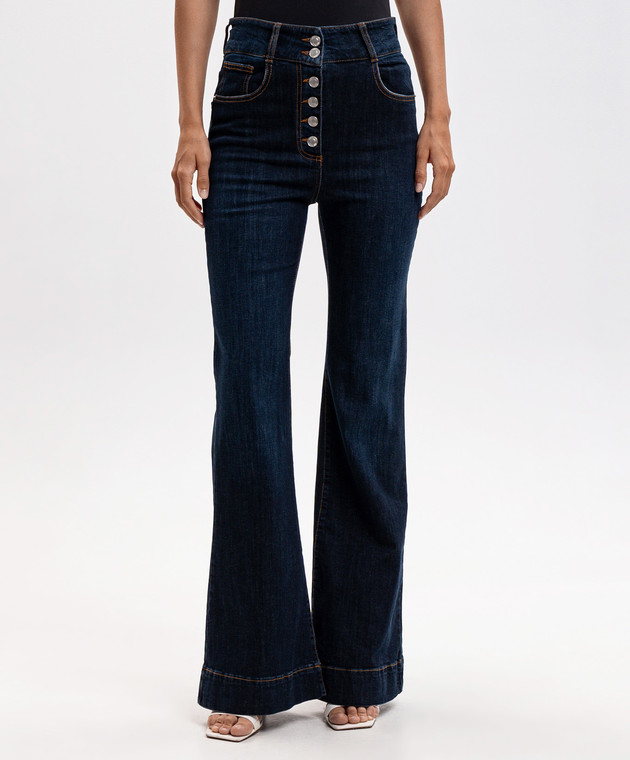 Twinset Синие джинсы-клеш с патчем 262AP2090 изображение 3