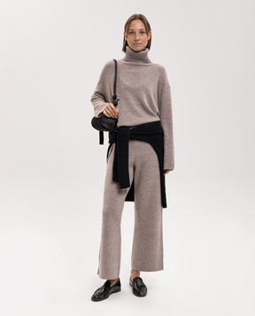 Allude Бежеві штани з вовни та кашеміру з розрізами 26517614