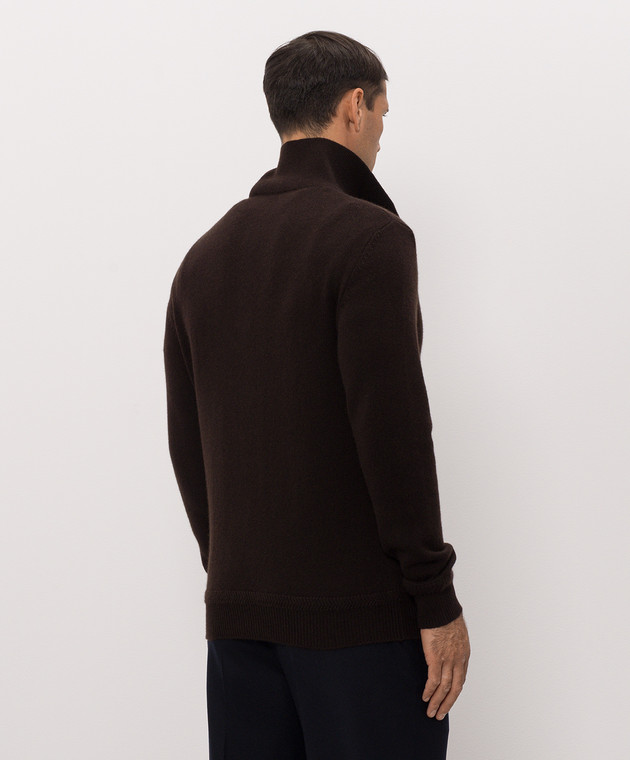 Brett Johnson Коричневий светр з кашеміру з блискавкою FW26K30LPCHCAC зображення 4