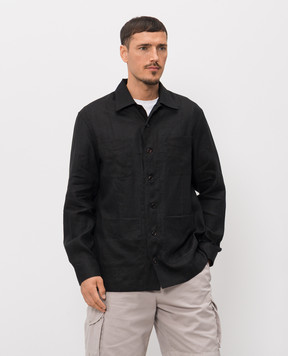 Brunello Cucinelli Чорна сорочка з льону MM6840648