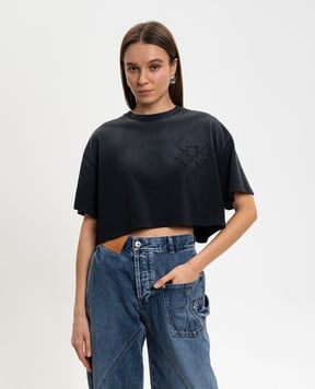 AMIRI Сіра укороченв футболка з нашивкою монограми AWTOJR1030