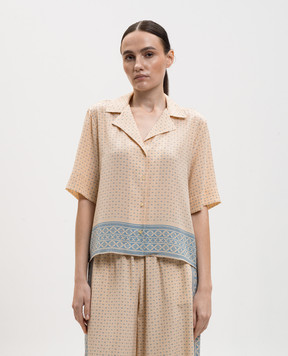 Ermanno Scervino Бежева блуза із шовку в принт D482K767XZF