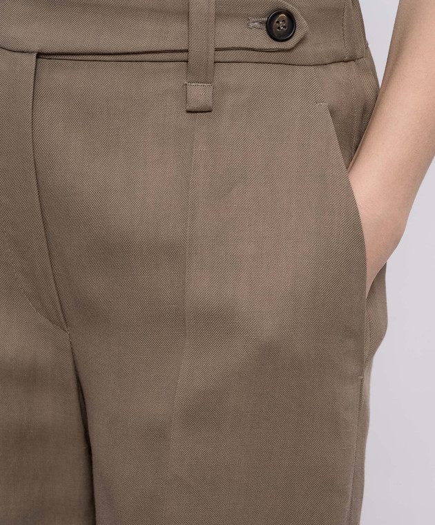 Brunello Cucinelli Коричневі штани з льоном MH126P9184 зображення 5