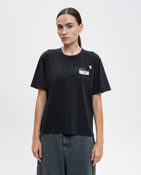Maison Margiela MM6 Чорна футболка з емблемою S62GD0210M20115