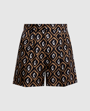 Max Mara Чорні шорти QUINOA із шовку в принт MXMQUINOA