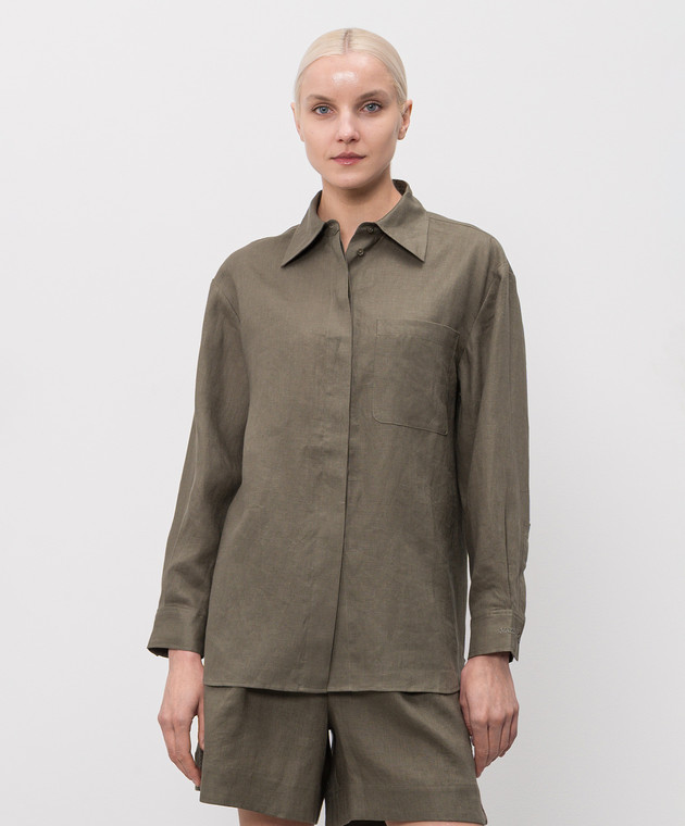 Max & Co Сорочка Gattoni з льону кольору хакі MCOGATTONI зображення 3