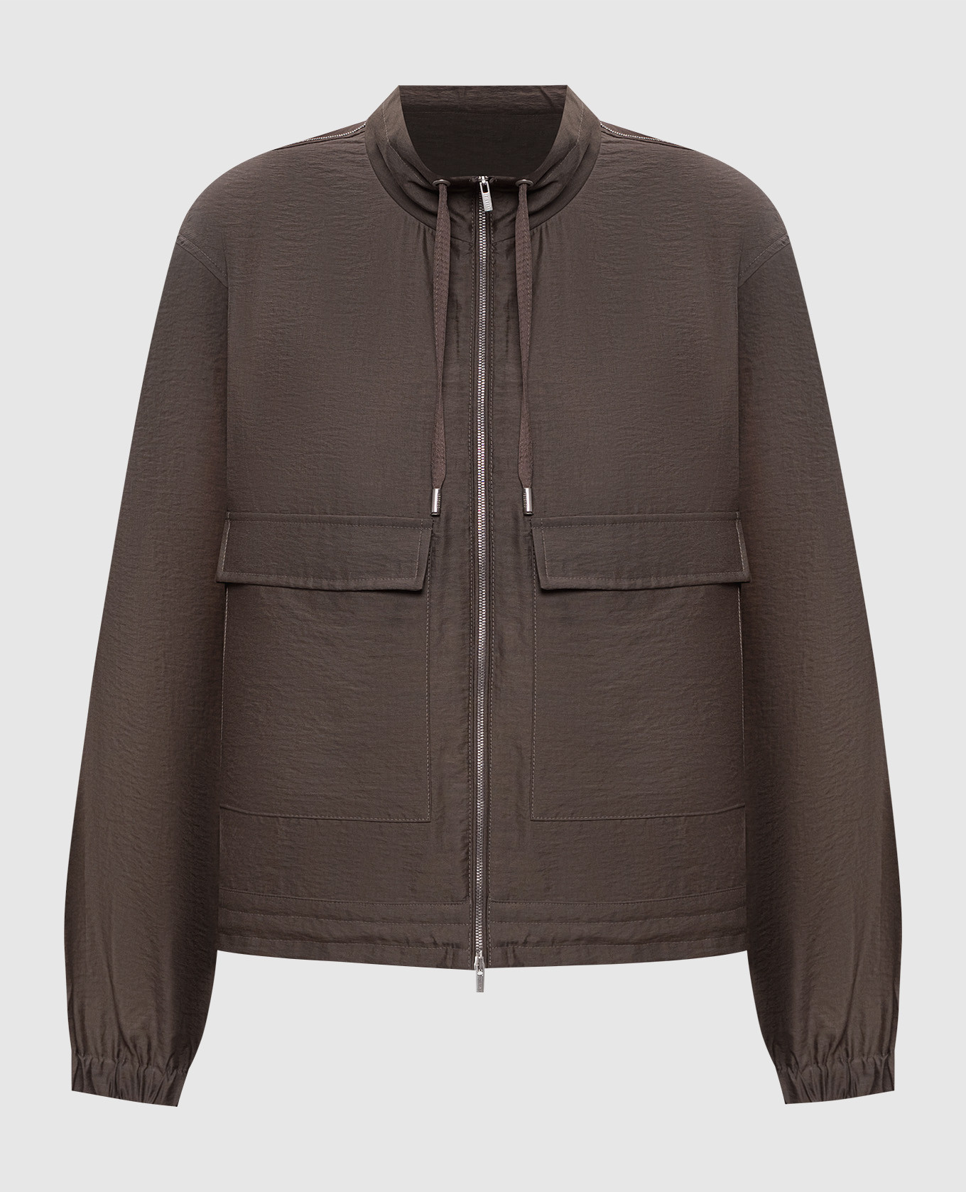 Коричневая куртка с цепочкой мониль