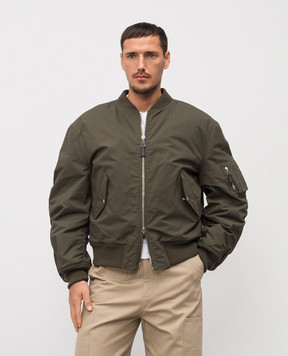 Givenchy Бомбер цвета хаки с принтом логотипа BM01FU164Z