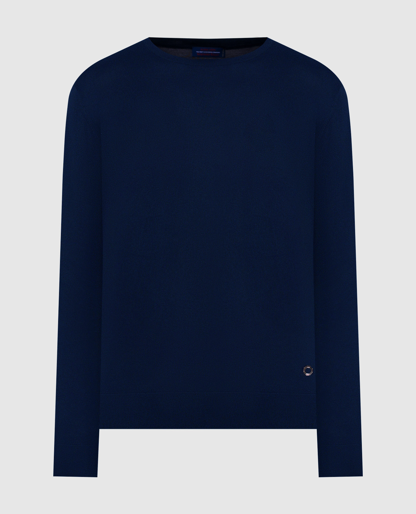 Синий лонгслив из шерсти, кашемира и шелка