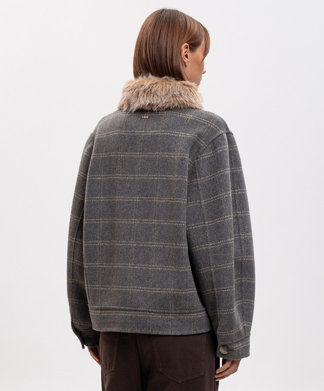 Twinset Сіре пальто з вовною в клітинку 262TP2221 зображення 4