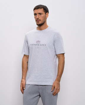 Brunello Cucinelli Серая меланжевая футболка с принтом M0B138520