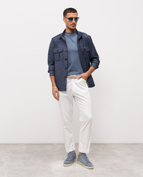 Canali Синя сорочка з вовни з емблемою AA0252431019