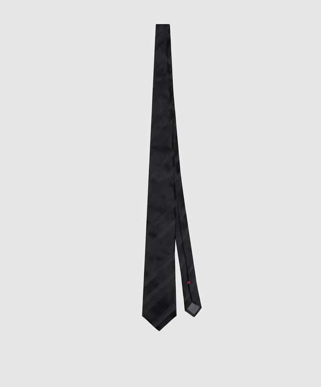 Brunello Cucinelli Черный галстук из шелка в полоску MY8610018 изображение 3